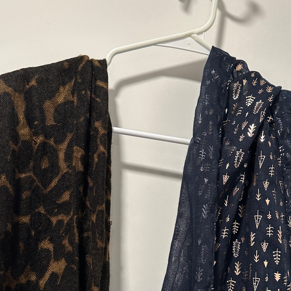 Elegant Leopard and Navy Patterned Scarves